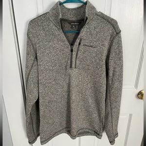Men’s Gray Eddie Bauer Classic Fit Sweater Fleece 1/4 Zip Pullover Size Medium